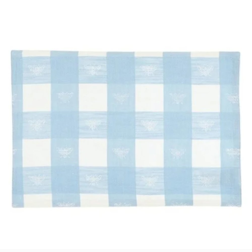 🌿Bee & Willow Gingham Blue Signature Bee Placemats [Set of 4]🌿